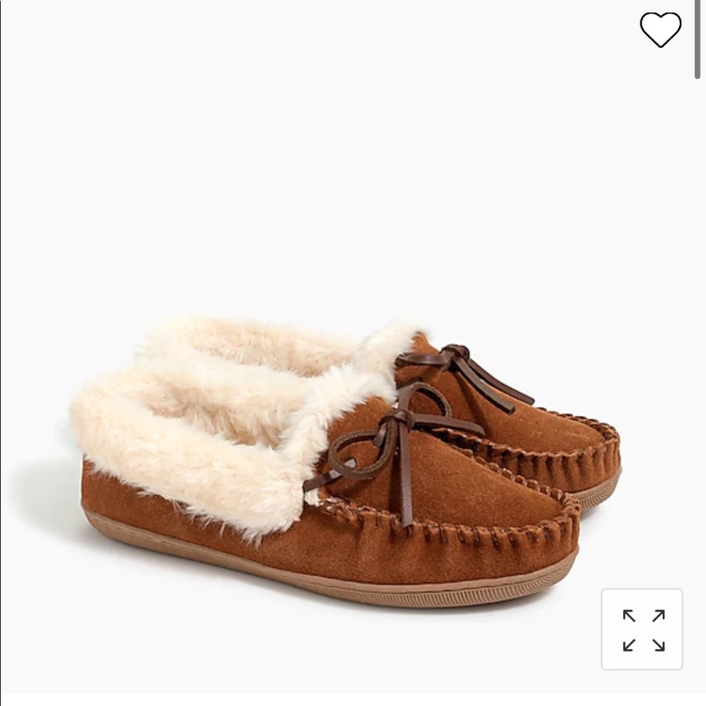 NWT J. Crew Suede Faux-Shearling Moccasin Slippers size 9